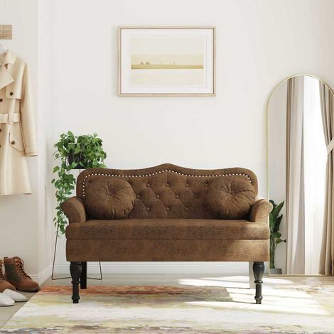 Teenpull – Bank mit Kissen Braun 120,5 x 65 x 75 cm Wildlederimitat