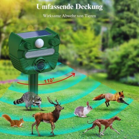 Dissuasore Ultrasuoni per Animali, Impermeabile, Ricarica USB, LED, Efficace contro Topi, Gatti, Procioni, Cani, Uccelli, Volpi (1/4)