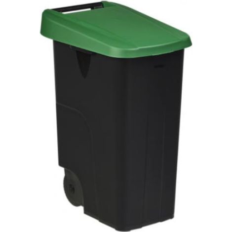 Poubelle de tri mobile Movatri - 85l - noir / vert (1/3)