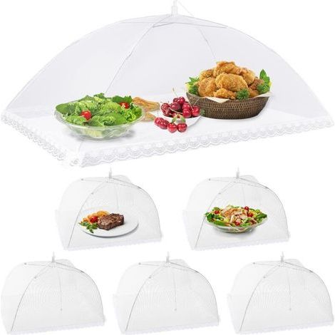 fundas plegables para alimentos, de malla antimoscas, para tienda de campaña y protección contra insectos, para barbacoas, picnics, 1 grande (100 x 60 cm) y 5 estándar. (1/4)