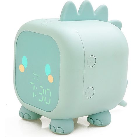Réveil dinosaure numérique pour enfants (garçons et filles) - Silencieux - Veilleuse/Compte à rebours/Fonction snooze - Vert (1/5)