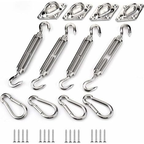 pair Kit de Fixation pour Voile D'ombrage, Acier Inoxydable Soleil Voile D'ombrage Kit de Fixation pour Triangle et Carré, Rectangle, du Soleil Voile D'ombrage Accessoires de Fixation M5
