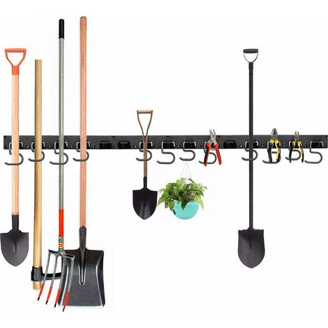 Tool Holder, Wall Mounted Tool Storage Rack, Universal Organizer, Perfect for Home, Garden, Garage Black (1/5)
