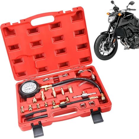 Kit de test de pression d'huile Manomètre Compression Injecteur 0-9,6 Bar Outil de diagnostic moteur pour Garage Maison Atelier Techniciens Mécaniciens Camions, Motos et Véhicules Marins (1/5)