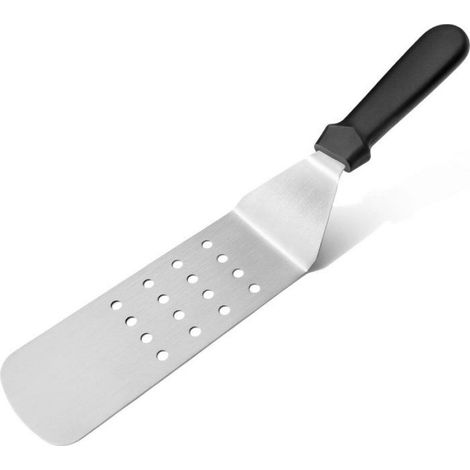 Pelle Barbecue - 37 cm - Lame Perforée Acier Inoxydable - Manche Plastique Noir - Pour Grill Gaz Charbon Électrique (1/4)