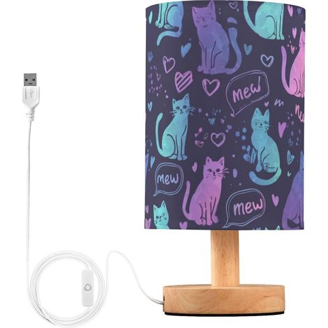 Kcldeci Lampe de chevet en forme chat violet foncé pour chambre à (1/5)
