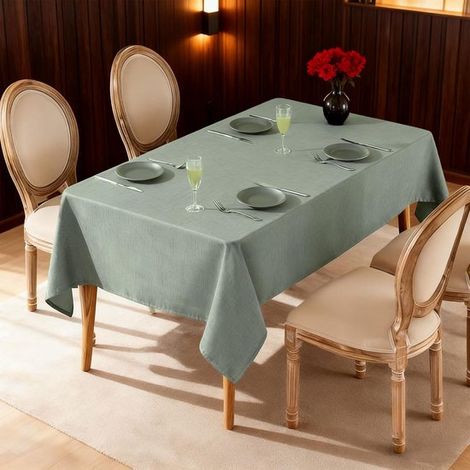 Nappe de jardin lavable en lin, 90 x 140 cm, résistante aux intempéries, rectangulaire, pour l'extérieur (jardin, table à manger), verte. (1/5)