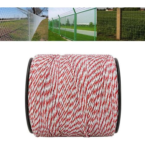 Fil de clôture électrique de 3 mm, 9 brins en polywire conducteur avec mandrin pour bétail, mouton, cheval, animaux domestiques, protection des cultures (1 000 m) (1/5)