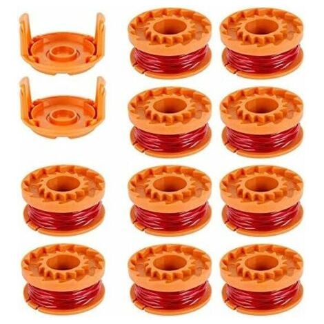 10Pcs Bobines Fil pour Débroussailleuses 3 m/1.65mm en Nylon Ligne de Bobines de Rechange WORXWG163 WG180 WG175 WG150 WG160 avec 2 Capuchons de Coupe Bobine de Fil de Coupe pour Tondeuse à Gazon (1/5)