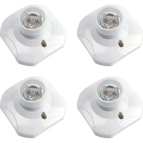 Douille Plafond E27 à Visser, Douille E27 Garage, AC 220-240V, Support Douille pour Ampoule LED, Base Plafonnier Culot E27, Base de Lampe Plastique Blanche pour Lampe au Mur, lot de 4 (1/5)