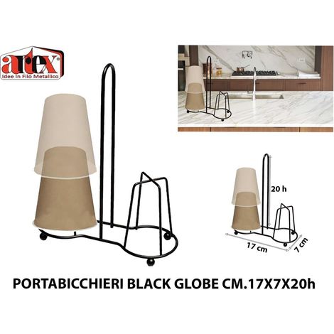 Portabicchieri da Tavola Black Globe in Metallo 2 Posti Artex