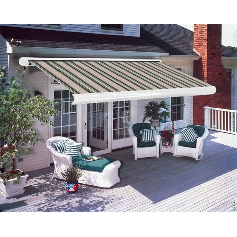 Greenbay 4.5x3M Full Cassette Electric Remote Controlled Retractable Garden Patio Canopy Awning Multi-stripe (1/5)