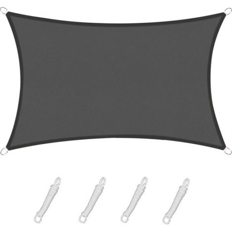 Voile d'ombrage rectangulaire gris foncé 2 x 5 m, imperméable et résistante (1/5)