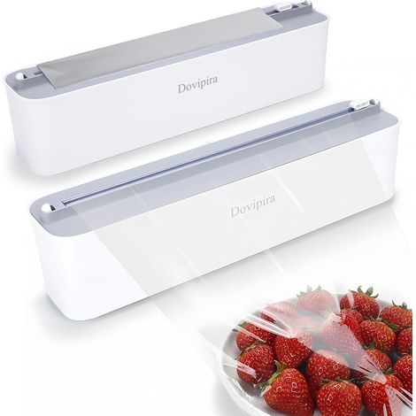 2 Pièces Distributeur Papier Aluminium et Film Magnétique, Taille Améliorée Adapté au Film jusqu'à 32,5cm × 300m, Dérouleur Rangement Papier Alu et Film Alimentaire avec Coupe (1/5)