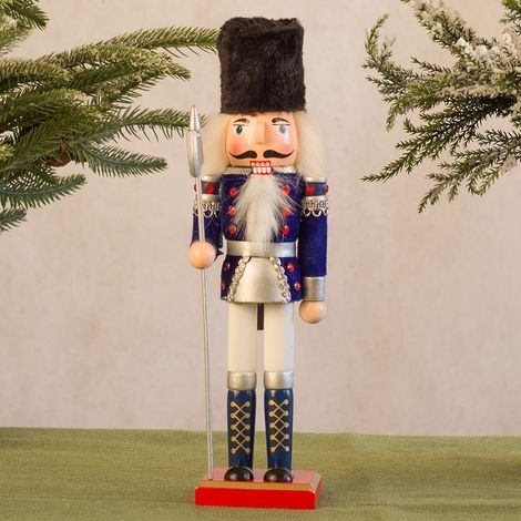 Marionnette soldat casse-noisette en tissu de style européen, 30 cm, décoration de table pour meuble à vin de Noël (1/5)