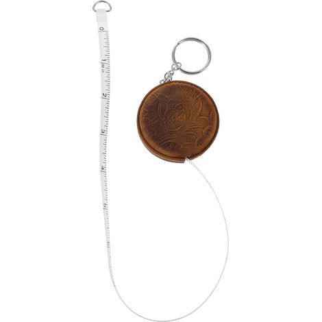 Mètre Ruban Portable Mini Rétractable 1,5 M en Cuir Fait Main, Porte-Clés Rond, pour Couturière et Mesures Corporelles à Domicile Déplacement