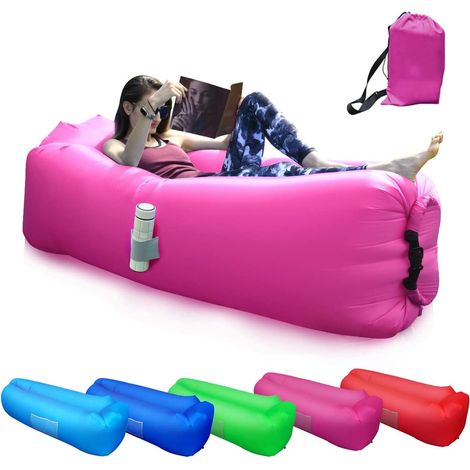 Chaise longue gonflable, canapé à air étanche avec coussins confortables, canapé gonflable portable, violet (1/5)