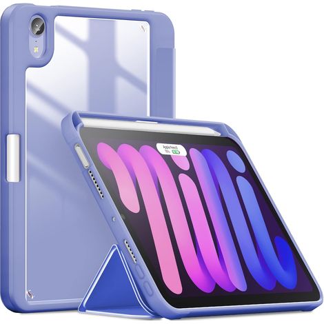 Étui compatible avec l'iPad Mini 6, doté d'un porte-crayon et d'un dos transparent. Convient à l'iPad Mini 6 [Compatible avec la recharge sans fil de l'Apple Pencil de 2e génération]. Violet. (1/5)