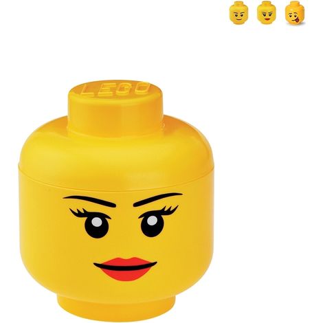 LEGO , Testa portaoggetti impilabile, da bambina, misura grande, in plastica, diametro 24 cm x altezza 27,1 cm, giallo, 40321725 (1/4)