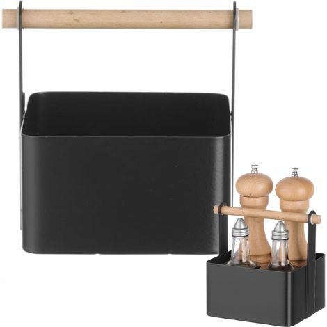 Organizador de mesa para especias con asa de madera 17x13x16 cm - Hendi 427057 (1/3)
