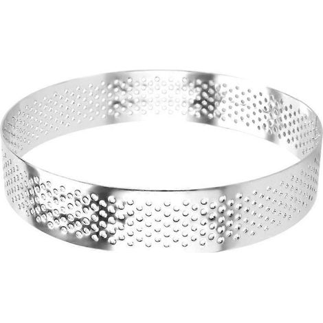 Lot de 6 mini cercles à tartelettes en acier inoxydable, emporte-pièces ronds, résistants à la chaleur et perforés, pour gâteaux et mousses. (1/5)