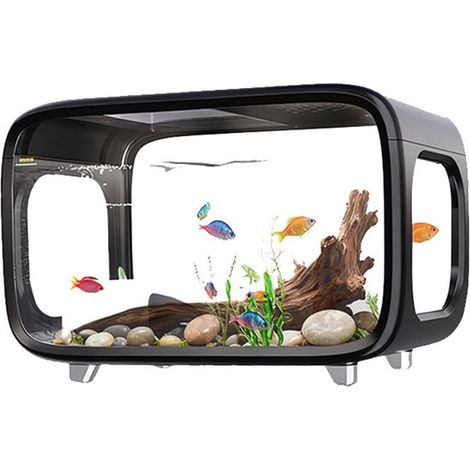Acuario para，recipiente para acuario paisajístico，tortugas y plantas acuáticas，negro (1/4)