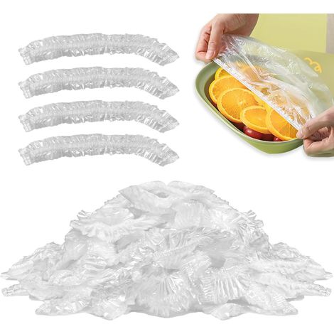 Lot de 50 films alimentaires réutilisables, épais, grand diamètre, compatibles avec la plupart des plats. Sac de rangement inclus. (1/5)