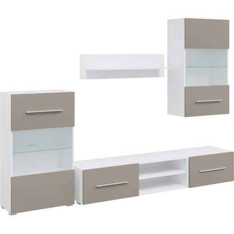 Maison Exclusive - Mobile TV 5 pz con Illuminazione a LED Grigio Pietra Truciolato