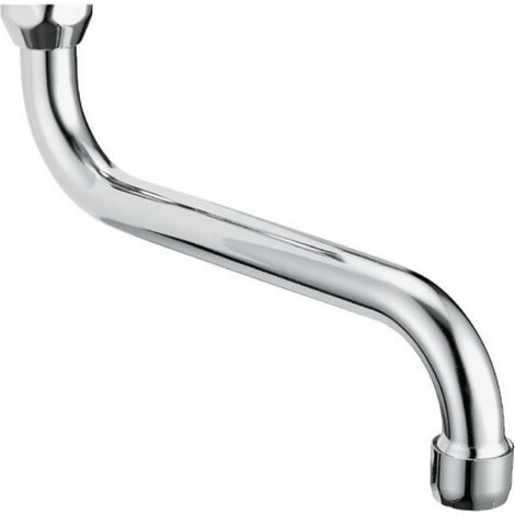 Schläfer Schläfer Canna di Ricambio Girevole per Rubinetto Cucina a Parete a S, Lunghezza 30 cm con Ghiera 3/4" (Ø 24,9 mm), Compatibile con Aeratore Neoperl Anticalcare M22 (Incluso)