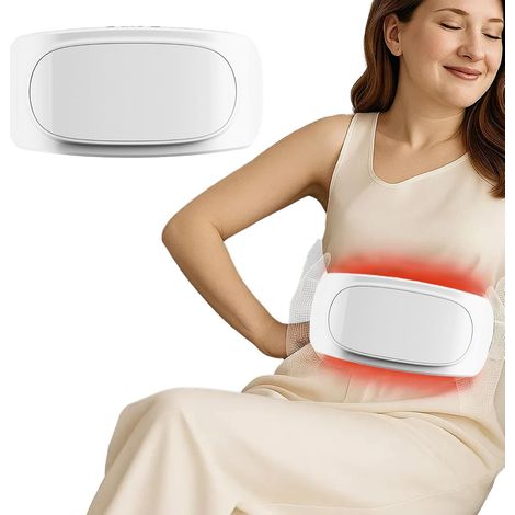Masajeador abdominal inalámbrico con luz roja y vibración, masajeador de vientre con calor, masajeador de vientre eléctrico, 2 velocidades, masajeador de cintura