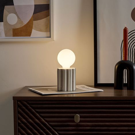 Lampe - HOME DECO FACTORY - Taupe - Céramique - À Piles (1/3)