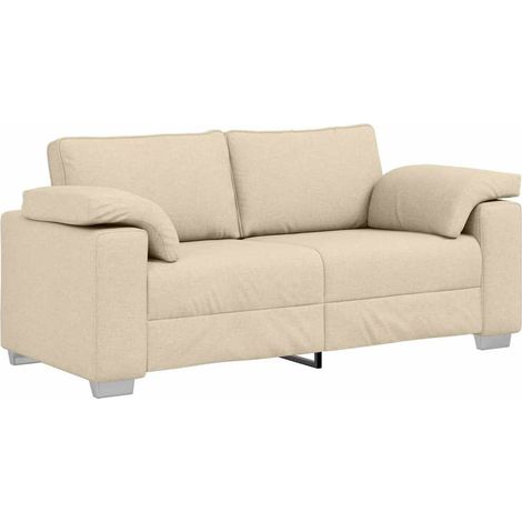 Sofá de dos plazas Crema 180 cm tela vidaXL