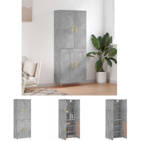 The Living Store Highboard Betongrau 69,5x34x180 cm Holzwerkstoff - Sideboards (1/5)