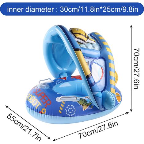 Tapis de piscine gonflable pour enfants avec siège, poignées et volant, portable.