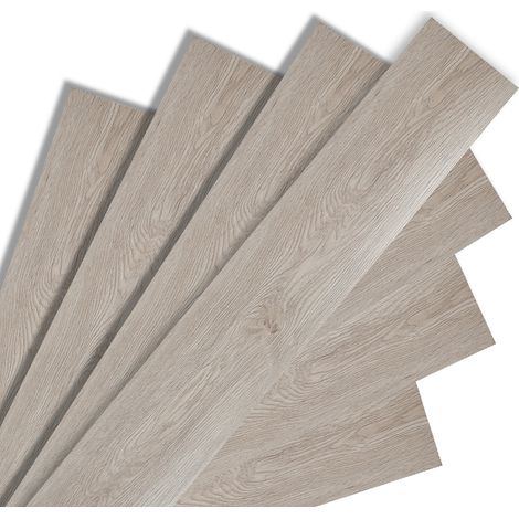 Wolketon Listelli autoadesivi per pavimenti in PVC - Confezione da 7 listelli vinilici autoadesivi - 1 m² - Rovere bianco