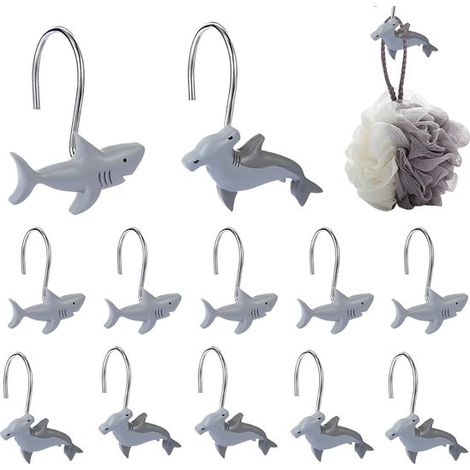 Set da 12 pezzi di ganci per asciugamani, ganci decorativi per tenda da doccia, anelli per il bagno, ganci decorativi per tenda da doccia, accessorio per la casa alla moda (1/5)