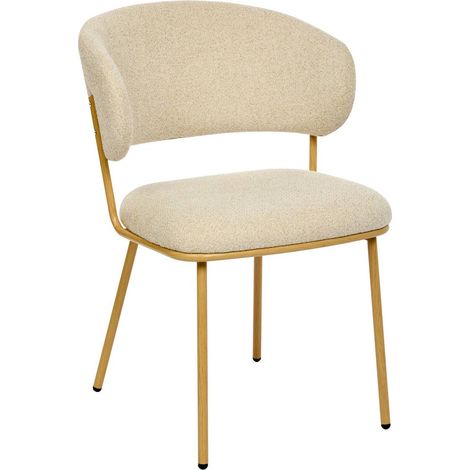 Lot de 2 fauteuils Alba en tissu beige pieds dorés L58xP54xH79 cm - Atmosphera créateur d'intérieur