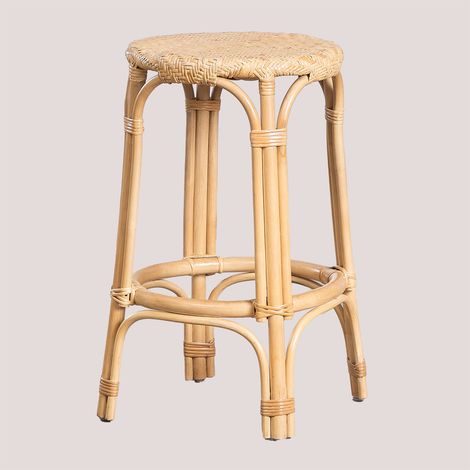 SKLUM Jachel Rattan Gartenhocker hoch 65 cm Natürlich