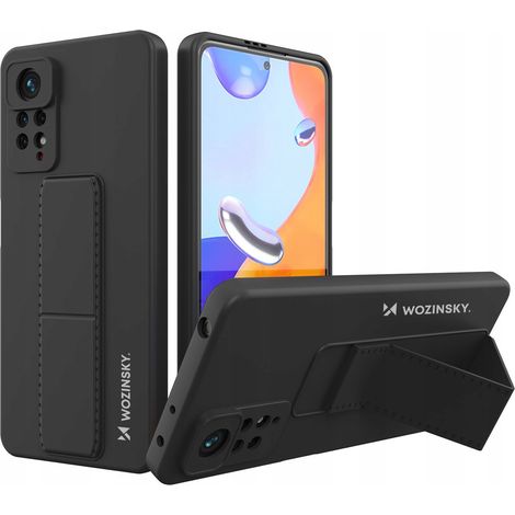 Wozinsky Silikonhülle mit Ständer für Xiaomi Redmi Note 11 Pro, schwarz (1/5)