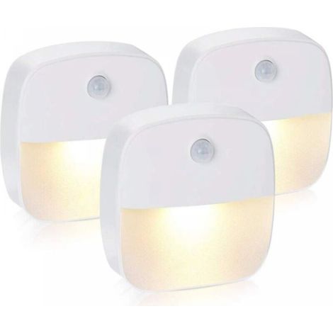 Indoor Motion Sensor Light, 3 Pack LED Night Light Battery Operated, Automatic Stair Night Light for Hallway, Bedroom, Kitchen, Closet - Warm White [Energy Class A]