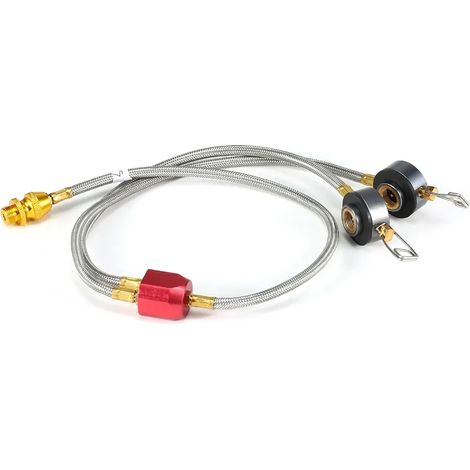 Réchaud de camping portable avec brûleur à gaz, adaptateur pour tuyau de randonnée, double bouteille plate, connecteur pour réchaud de camping, réchaud de cuisine à gaz pour pique-nique. (1/5)