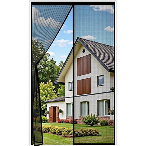 Moustiquaire Porte Fênetre Magnétique 160x210cm, Rideau Anti Mouches Aimantée Maille Ultra Fine, Moustiquaire Baie Vitree Coulissante Sans Perçage avec Ruban Adhésif, Fermeture Automatique (1/5)