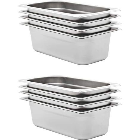 vidaXL Récipients Gastronorm 8 pcs GN 1/3 100 mm Acier inoxydable (1/5)