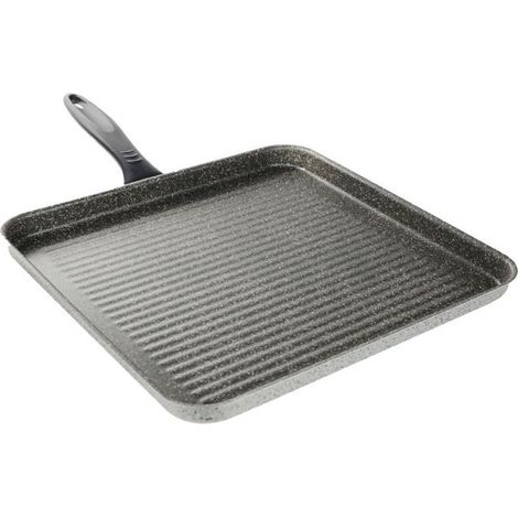 TrAdE Shop Traesio - Bistecchiera Quadrata 31.5 Cm Pietra Antiaderente Antigraffio Con Manico Nero 041064m - (1/4)