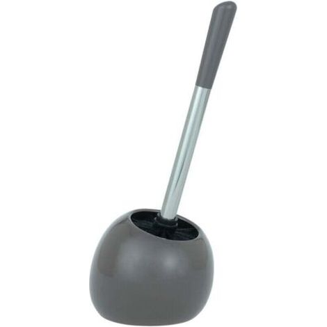 QORVA-Porte Brosse WC Céramique Polaris, brosse WC noir, brosse WC remplaçable, 19x34,6x14,6 cm, Gris