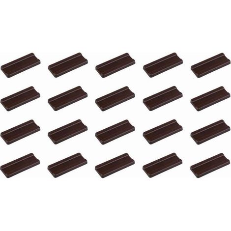 Confezione da 20 piedini protettivi rettangolari universali con fissaggio a chiodo, dimensioni 38x16x3 mm – Protezioni per mobili – Plastica marrone per pavimenti duri (1/2)
