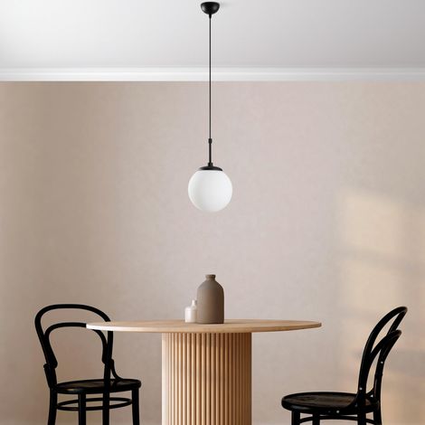 Lustre noir, hauteur réglable 40-120 cm, corps en métal, capuchon Ø 20 cm, 1 douille E27, décoration d'intérieur moderne Indice IP20 (1/5)
