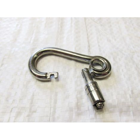Stainless Steel Carbine Hook 5MM (Locking Outward Opening Outside Eyelet Carabiner Karabine) (1/2)