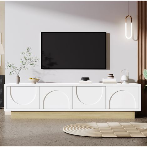 Meuble TV blanc 175 cm en MDF, design moderne avec rangement HAVRYA (1/5)