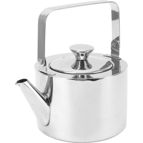 Bouilloire 1L avec Passoire, Théière Bouilloire en Acier inoxydable, Poignée ergonomique, Sifflante Induction Gaz Cuisinières, pour Thé, Café, Tea Pot (Argenté) (1/5)